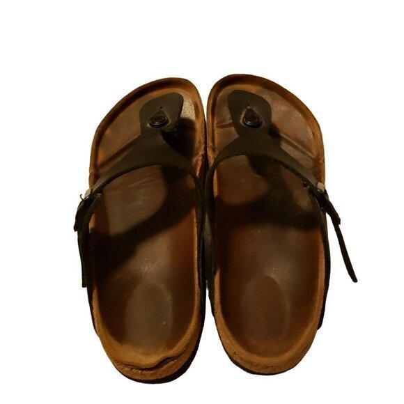 Birkenstock Gizeh Birko Flor Black T-Strap Sandals Shoes Size 39 8-8.5 - Picture 16 of 16